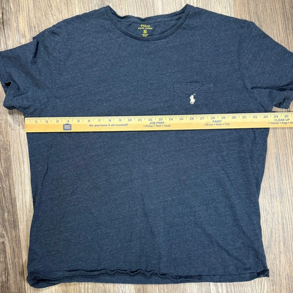 Polo Ralph Lauren Mens XL Navy Blue‎ Heather Pocket T-Shirt Cotton Pony Logo